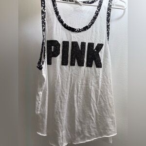 PINK Victoria's Secret White Tank Top with Black Accents